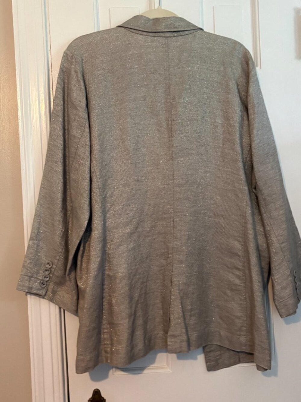 Eileen Fisher Linen Blazer Sparkle Metallic - XL - note small flaw - Picture 2 of 8